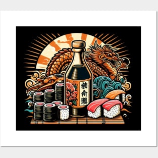 Oriental Art & Sushi Lover’s Dream: Dragon Japanese Cuisine Posters and Art